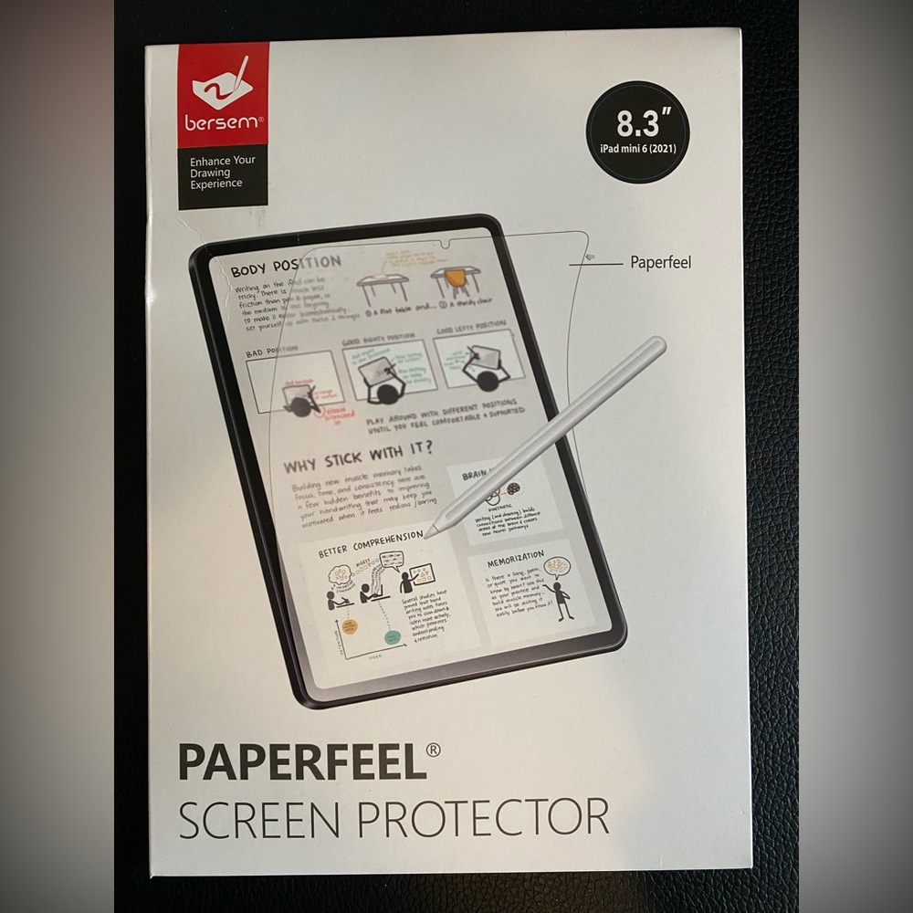 Paperfeel Screen Protector by Bersem. Fits iPad mini 6 (2021) which is 8.3”.
